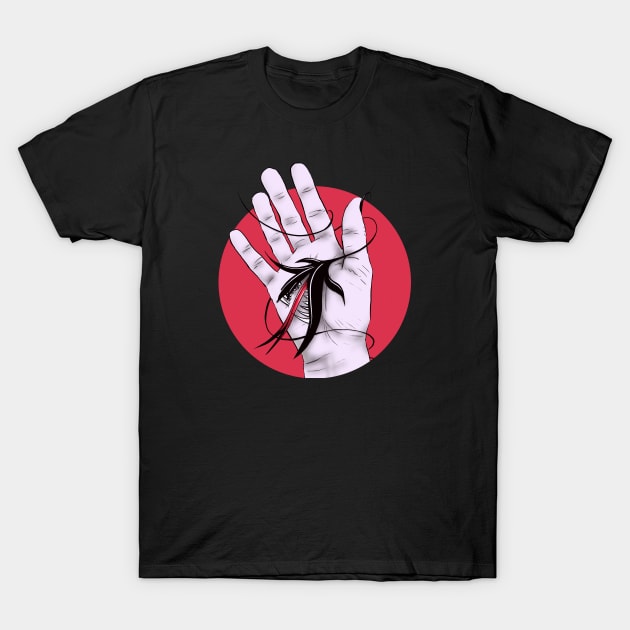 Creepy Art Weird Gothic Hand Biting Flower Monster T-Shirt by Boriana Giormova